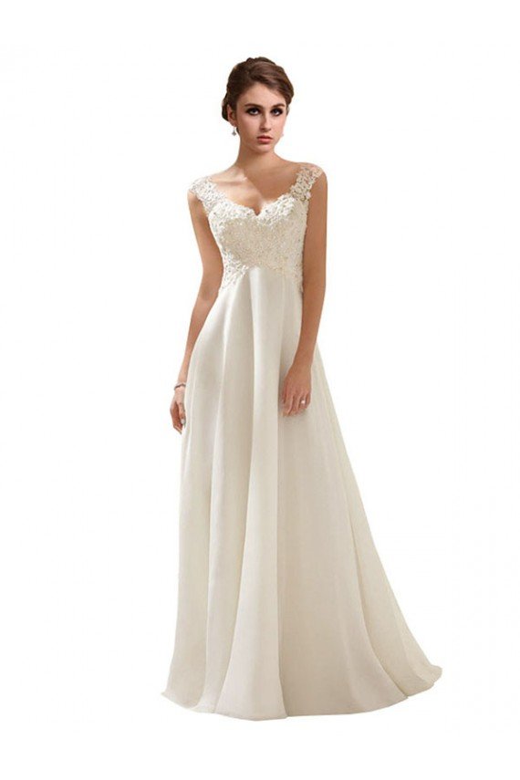 Affordable V-Neck Lace Wedding Dress On Chiffon UK