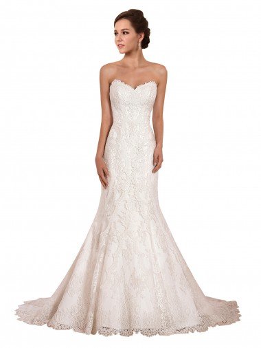 Affordable Sweetheart Neckline Sexy Mermaid Lace Wedding Dress UK