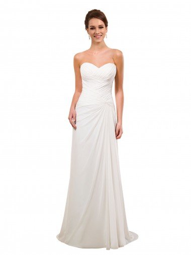 Affordable Sweetheart Neckline Chiffon Wedding Dress with Criss-Cross Ruched Bodice UK