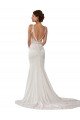 Affordable Modern Deep V-Neck Sheath Lace Wedding Dress with Open V-Back UK