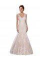 Affordable Classic Fit and Flare V-Neck Mermaid Lace Wedding Dress UK