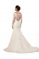 Affordable Long Sleeves Mermaid Lace Wedding Dress with Illusion Back UK