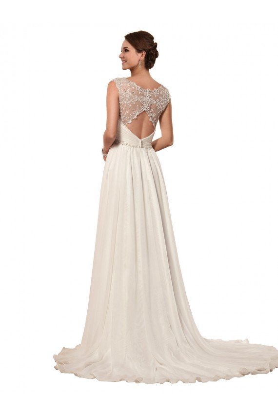 Affordable Sweetheart A-Line Chiffon Wedding Dress with Beaded Shoulder Straps UK