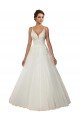 Affordable Modern Spaghetti Straps Ball Gown Tulle Wedding Dress with Lace Bodice UK