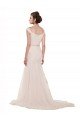 Affordable Cap Sleeves Off the Shoulder Ruched Mermaid Tulle Beach Wedding Dress UK