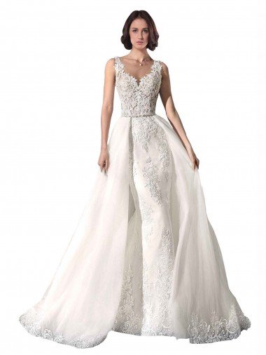 Affordable Sweetheart Fit and Flare Tulle Lace Wedding Dress UK