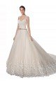 Affordable Sweetheart Cap Sleeves Tulle Lace Wedding Dress UK