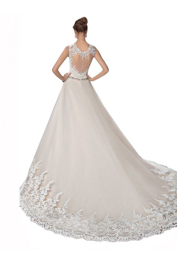 Affordable Sweetheart Cap Sleeves Tulle Lace Wedding Dress UK