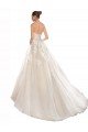 Affordable Strapless Ball Gown Tulle Wedding Dress with Lace Cascades UK