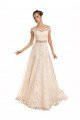 Affordable Off the Shoulder Illusion Back A-Line Lace Beach Wedding Dress UK