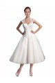 Affordable A-Line Short Tea Length Sweetheart Tulle Lace Beach Wedding Dress UK