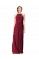 Affordable Halter Neck Chiffon Bridesmaid Dress with Shirred Bodice UK