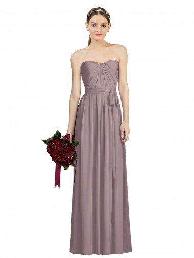 Affordable Sweetheart Neckline Long Full Length Chiffon Bridesmaid Dress UK