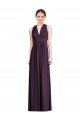 Affordable Long Chiffon V-Neck Bridesmaid Dress with Shirred Bodice UK