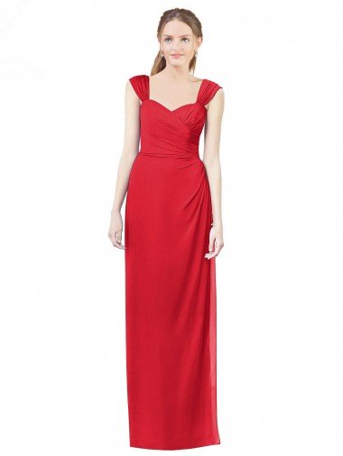 Affordable Long Chiffon Bridesmaid Gown with Neckline Straps UK