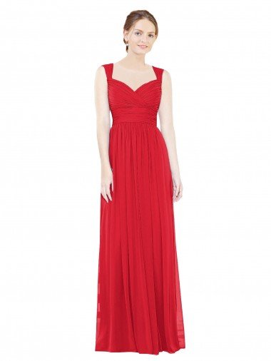 Affordable Full-Length Long Chiffon Bridesmaid Dress with Side Front Slit UK