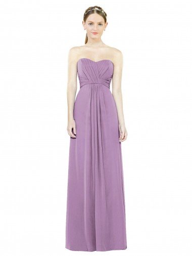 Affordable Sweetheart Neckline Strapless Chiffon Bridesmaid Dress with Wrap Pleat UK