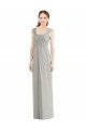 Affordable Full Length Lux Chiffon Dress with Draped Bodice And Shirred Straps UK