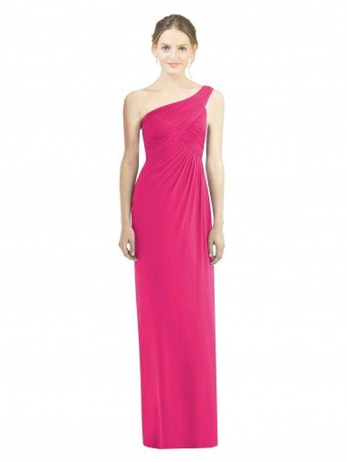 Affordable One Shoulder Long Chiffon Bridesmaid Dress UK