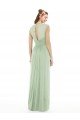 Affordable Sheer Back Cap Sleeves Long Chiffon Bridesmaid Dress  UK