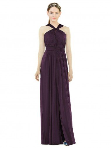 Affordable Maxi Chiffon Halter Neck Bridesmaid Dress UK