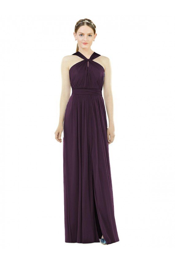 Affordable Maxi Chiffon Halter Neck Bridesmaid Dress UK