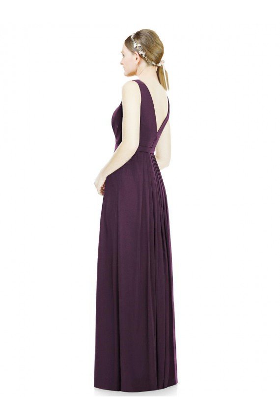 Affordable V-Neckline Sleevelss Full Length Chiffon Bridesmaid Dress UK