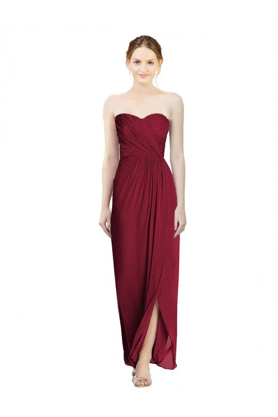 Affordable Strapless Sweetheart Long Chiffon Bridesmaid Dress UK