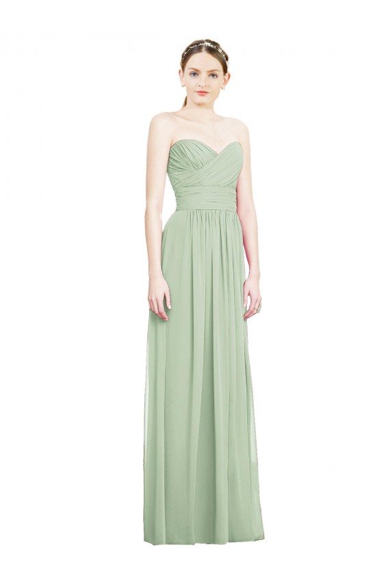 Affordable Crisscross Draped Full Length Strapless Chiffon Bridesmaid Dress UK