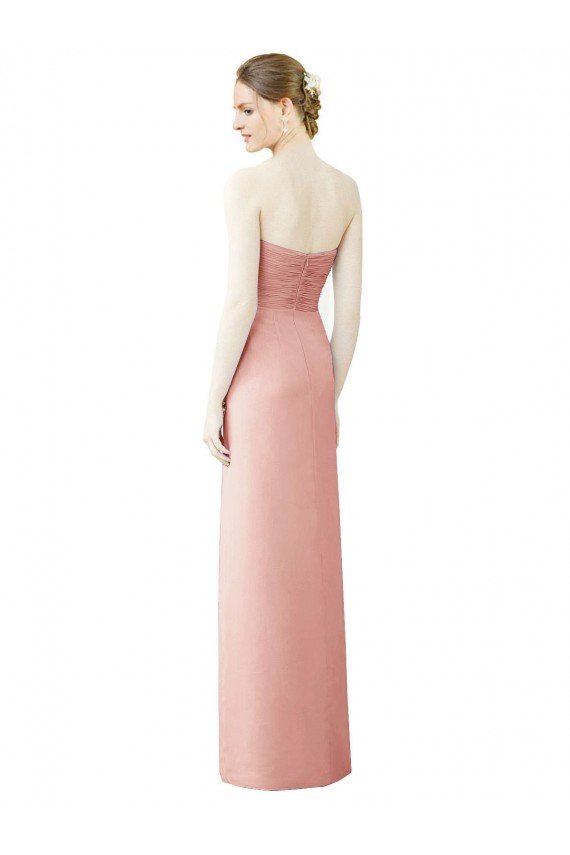 Affordable Strapless Sweetheart Long Chiffon Wrap Bridesmaid Dress UK