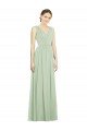 Affordable Natural Waist V-Neck Draped Chiffon Bridesmaid Dress UK