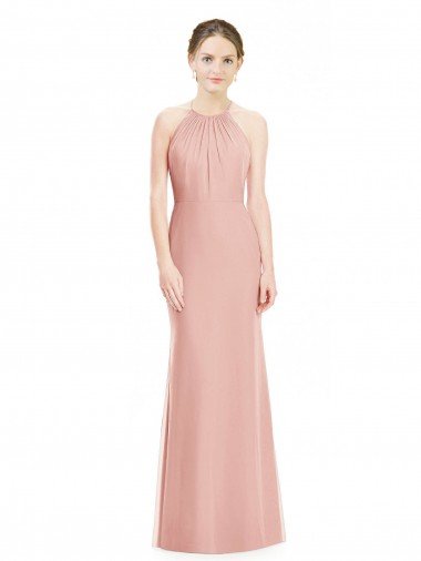 Affordable Halter Neck Trumpet Chiffon Bridesmaid Dress UK