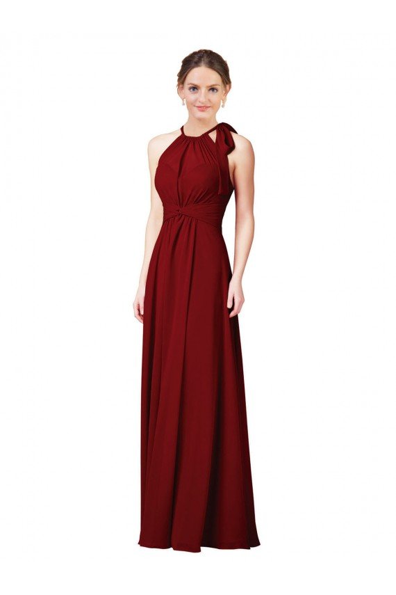 Affordable Luxe Chiffon Bridesmaid Dress with Open Slit In the Back UK