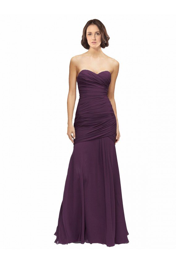 Affordable Full Length Chiffon Bridesmaid Dress with Sweetheart Neckline and Ruffles UK