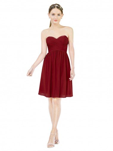 Affordable Short Sweetheart Knee Length Chiffon Cocktail Bridesmaid Dress with Open Back UK