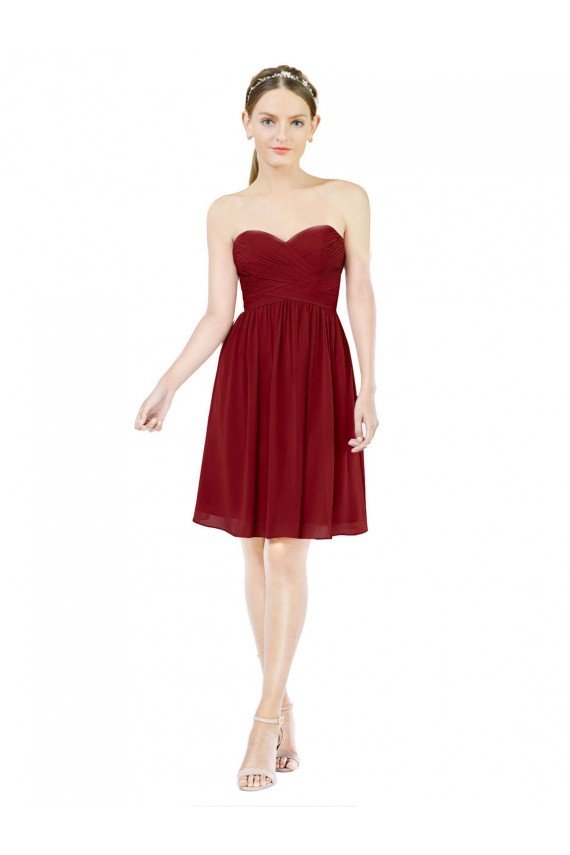 Affordable Short Sweetheart Knee Length Chiffon Cocktail Bridesmaid Dress with Open Back UK