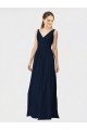 Affordable Long Chiffon Bridesmaid Dress with Shirred Bodice and V-Neckline UK