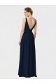 Affordable Long Chiffon Bridesmaid Dress with Shirred Bodice and V-Neckline UK