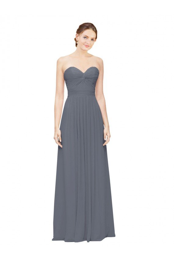 Affordable Twisted Waist Pleats Sweetheart Long Chiffon Bridesmaid Dress UK