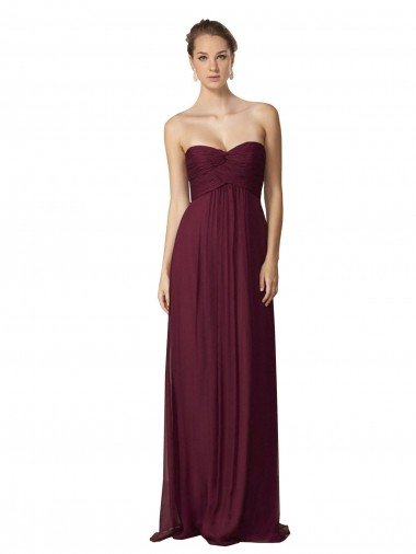 Affordable Floor Length Chiffon Bridesmaid Dress with Sweetheart Neckline UK