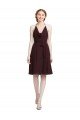 Affordable Short Knee Length Chiffon Bridesmaids Dress with Halter Cowl Neck UK