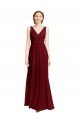 Affordable Long Chiffon V-Neck Bridesmaids Dress with Double Strap UK