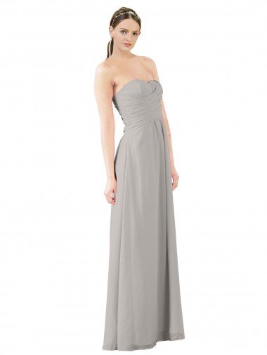 Affordable Twisted Strapless Sweetheart Neckline Long Chiffon Bridesmaid Dress UK