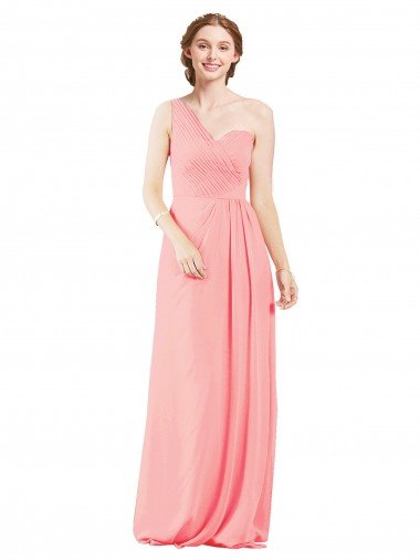 Affordable One Shoulder Sweetheart Neckline Long Chiffon Bridesmaid Dress UK