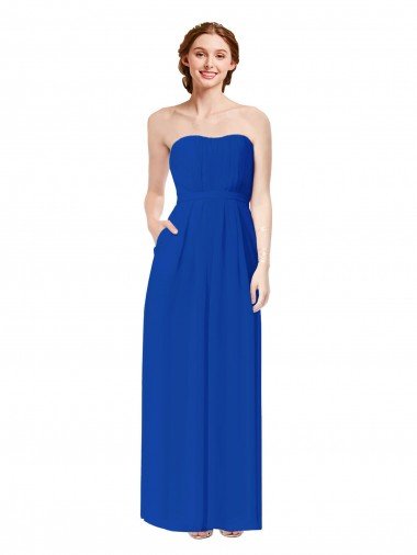 Affordable Strapless Sweetheart Keyhole Back Long Chiffon Bridesmaid Dress UK