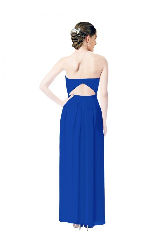 Affordable Strapless Sweetheart Keyhole Back Long Chiffon Bridesmaid Dress UK