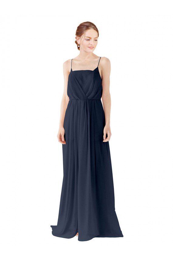 Affordable Spaghetti Straps Open Back Long Chiffon Bridesmaid Dress UK