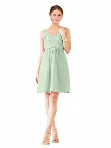 Affordable v-Neckline Short Knee Length Chiffon Cocktail Bridesmaid Dress UK