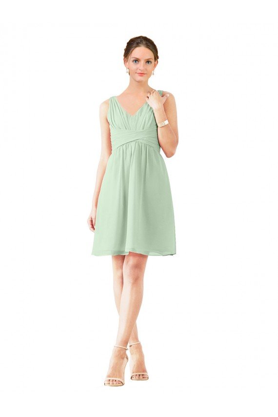 Affordable v-Neckline Short Knee Length Chiffon Cocktail Bridesmaid Dress UK