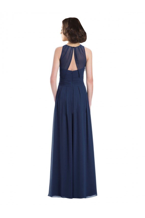 Affordable Chiffon High Neck Sleeveless Bridesmaid Dress with Pleats UK